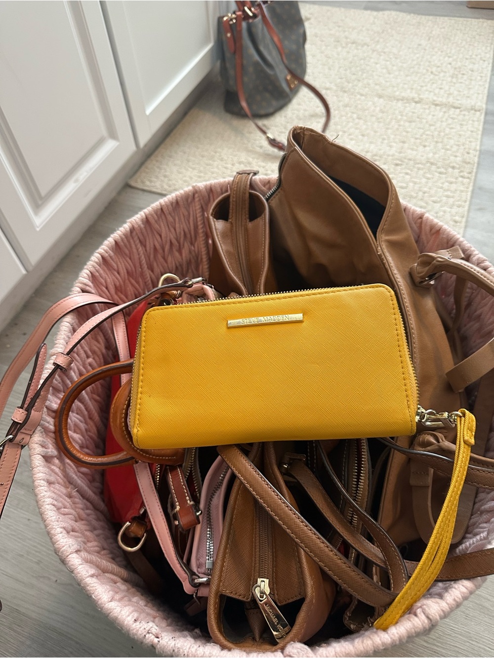 Steve Madden Yellow Saffiano Zip Wallet Wristlet